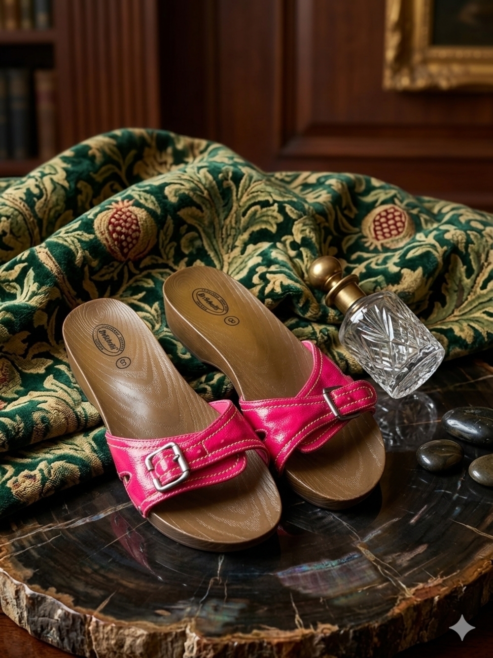 Dr. Scholl's Pink Leather Slide Mules with Buckle